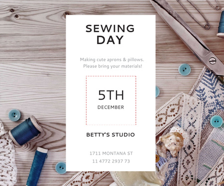 Designvorlage Sewing day event  für Medium Rectangle