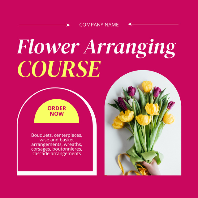 Floral Arrangement Course for Arranging Brilliant Bouquets Instagram ADデザインテンプレート