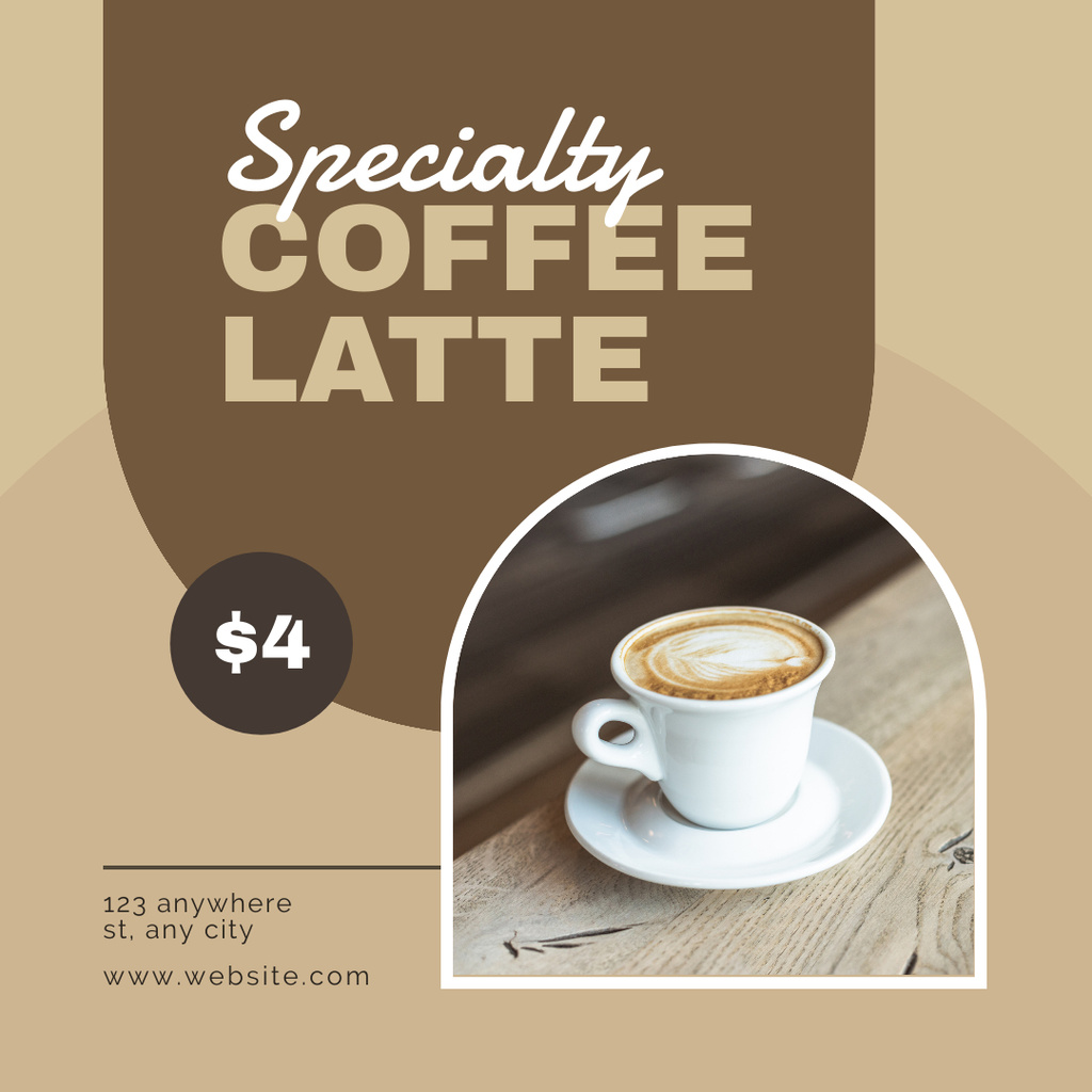 Special Coffee Latte Price Instagram tervezősablon