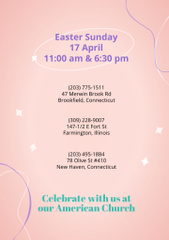 Easter Celebration Announcement with Country Church on Pink