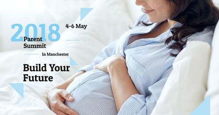 Ontwerpsjabloon van Facebook AD van Parenthood Event Announcement Happy Pregnant Woman