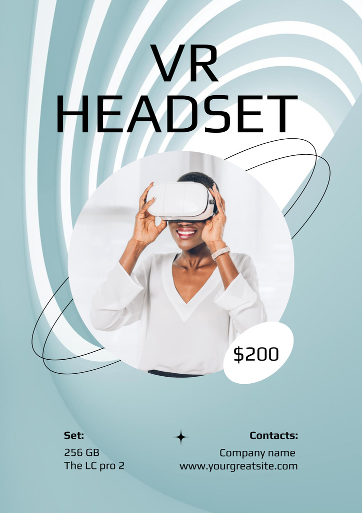 Plantilla de diseño de Virtual Reality Headset Sale Offer Poster 