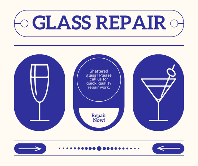 Designvorlage Top-notch Glassware Repair Service Offer für Facebook