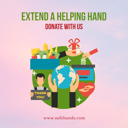 Modèle de visuel Charity Concept of Money Donating and Help - Instagram