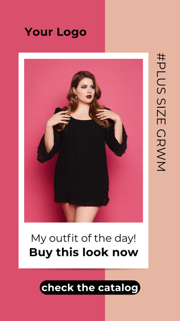 Ad of Plus Size Clothing with Pretty Woman Instagram Story Πρότυπο σχεδίασης