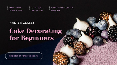 Кондитерська майстерня Ad Cake з сирими ягодами FB event cover – шаблон для дизайну