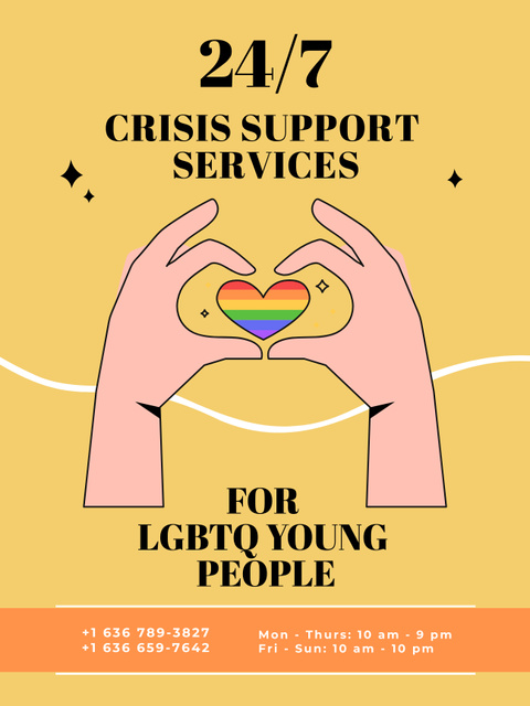 LGBT People Support with Rainbow Heart Poster US Design Template
