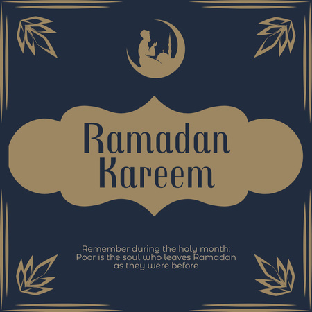 Inspirational Greeting on Ramadan Month with Praying Man Instagram Design Template