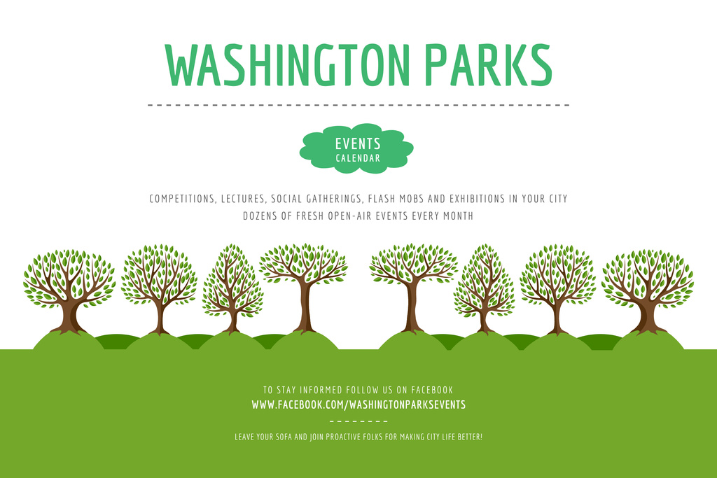 Ontwerpsjabloon van Poster 24x36in Horizontal van Announcement of Social Events in Parks With Illustration