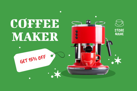 New Year Special Discount Offer of Coffee Maker Label Design Template