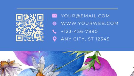 Designvorlage Blumenspezialistenangebot mit Aquarellblumen für Business Card US