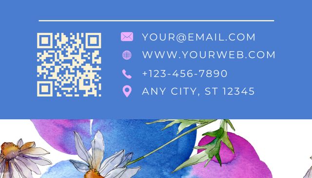Floral Specialist Offer with Watercolor Flowers Business Card US Tasarım Şablonu