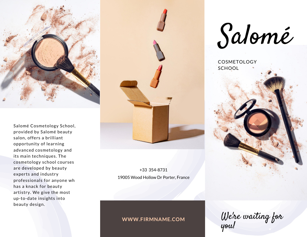 Modèle de visuel Cosmetology School Promotion - Brochure 8.5x11in