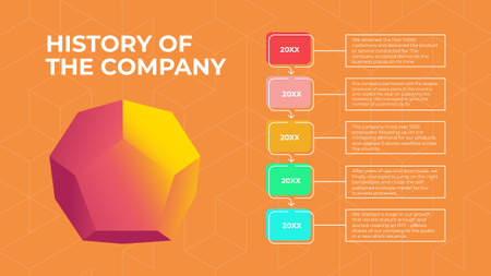 History of the Company on Orange Timeline Design Template