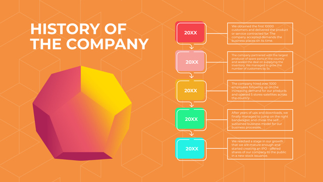 Designvorlage History of the Company on Orange für Timeline