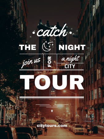 Ontwerpsjabloon van Poster US van Night City Tour Aanbieding met Beautiful Street