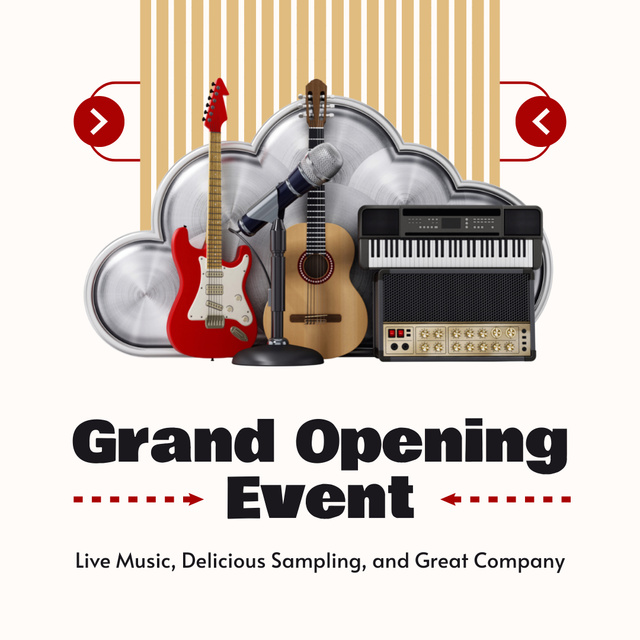 Ontwerpsjabloon van Instagram van Grand Opening Event With Musical Instruments