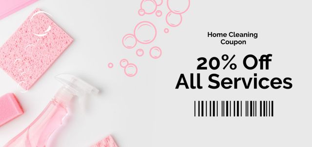 Trustworthy Cleaning Services Discount Offer with Pink Soap Coupon Din Large Design Template