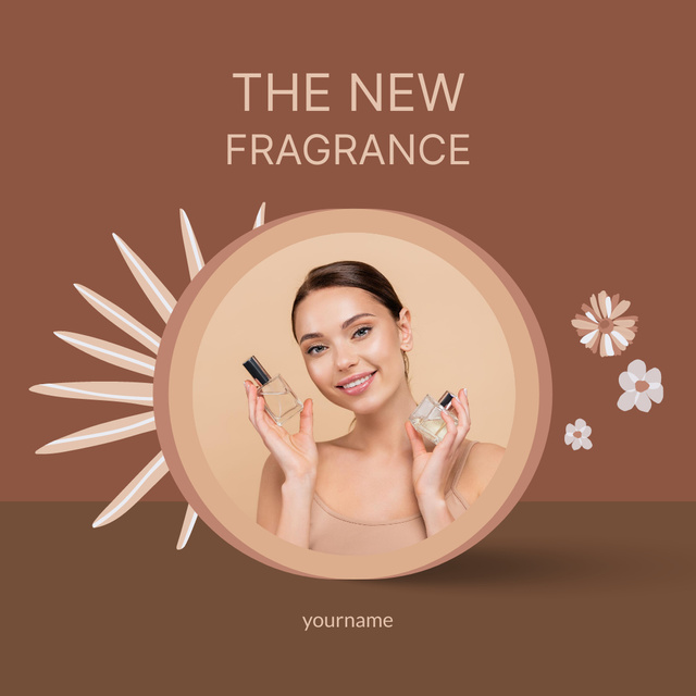 New Fragrance Announcement with Plant Leaves Instagram Tasarım Şablonu