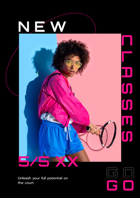 Platilla de diseño Fitness Classes ad with Sportive Girl Poster A3