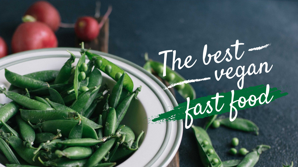 Vegan Fast Food Green Peas Title 1680x945px Design Template