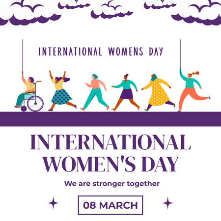 Modèle de visuel Célébration de la Journée de la femme avec des femmes diverses et multiculturelles - Instagram