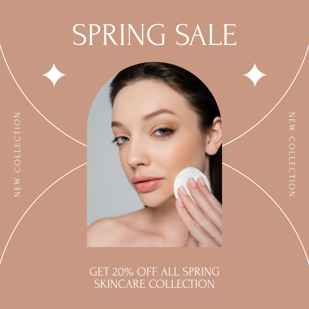 Women's Cosmetics Spring Sale Announcement Instagram AD Design Template