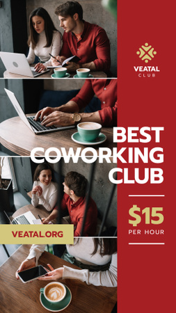 Coworking Space Offer Business Team with Laptop Instagram Story Design Template