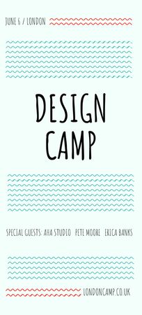 Design Camp Announcement on Blue Waves Flyer 3.75x8.25in – шаблон для дизайна