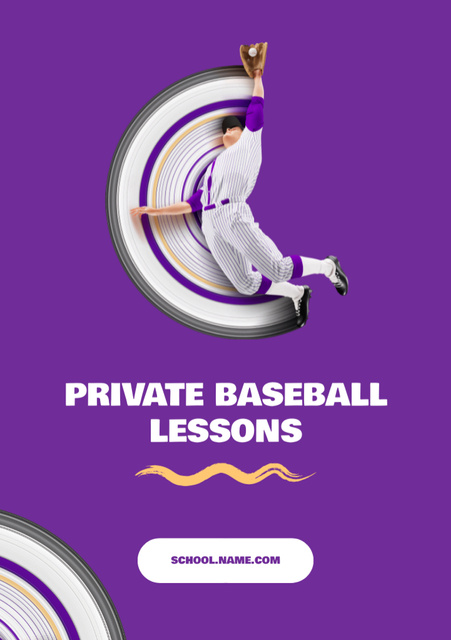 Private Baseball Lessons Ad Postcard A5 Vertical Design Template
