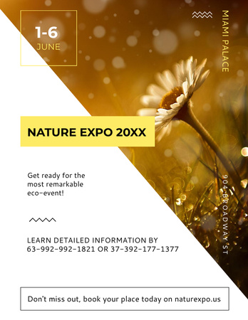 Plantilla de diseño de Nature Expo Announcement with Blooming Daisy Flower Flyer 8.5x11in 