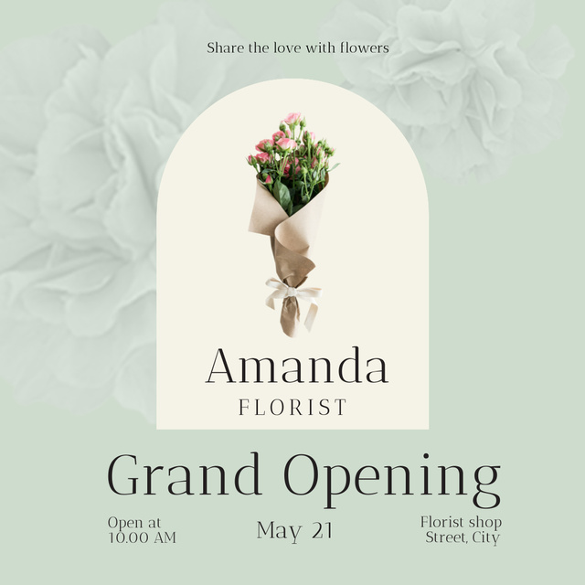 Flower Shop Grand Opening Announcement Instagram Πρότυπο σχεδίασης