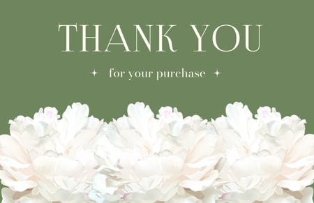 Thank You for Your Purchase Message with White Peonies Thank You Card 5.5x8.5in Tasarım Şablonu