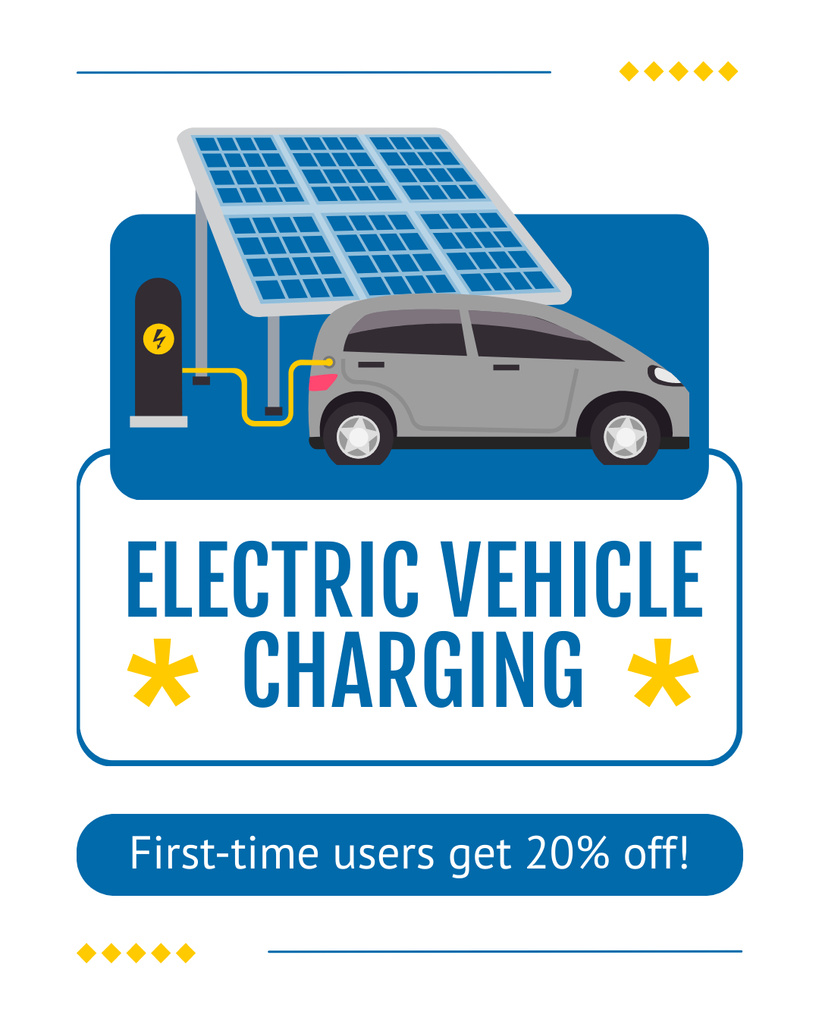 Discount on Charging Electric Car from Solar Battery Instagram Post Vertical tervezősablon