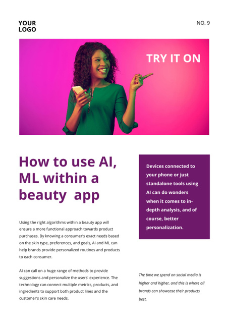 Mobile Beauty App Offer Newsletter Šablona návrhu