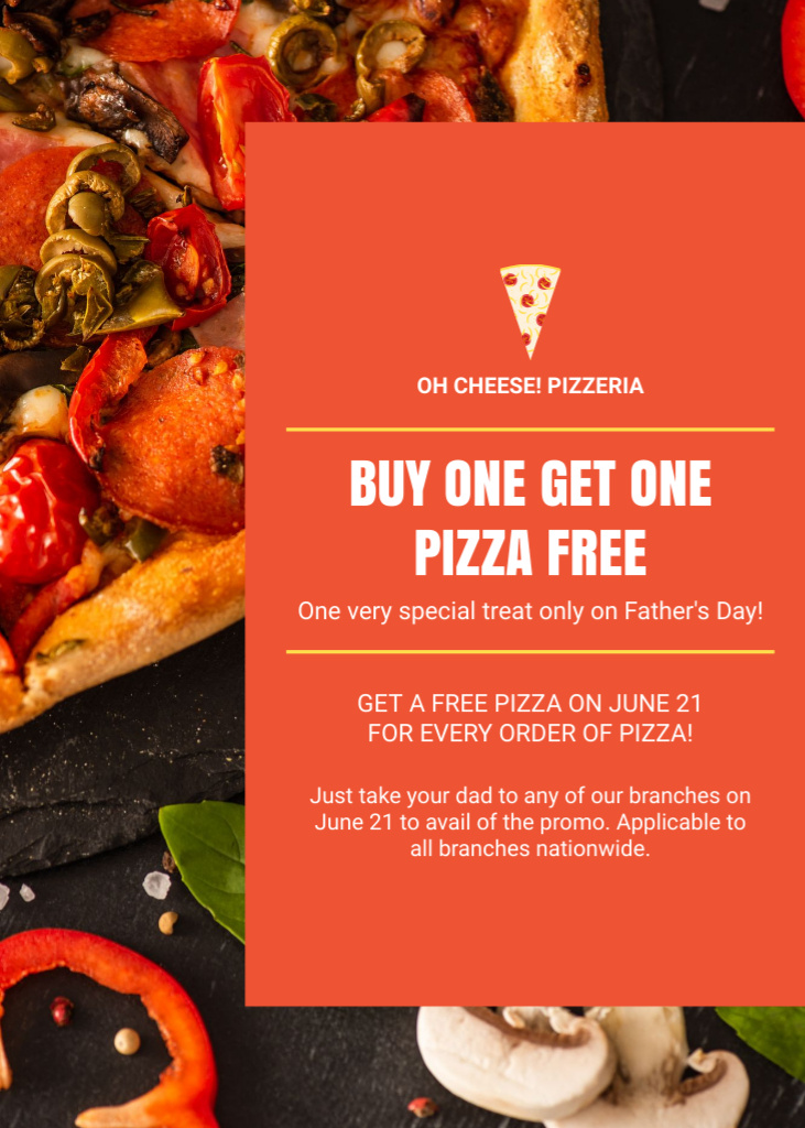 Promotional Offer with Free Pizza Flayer Šablona návrhu