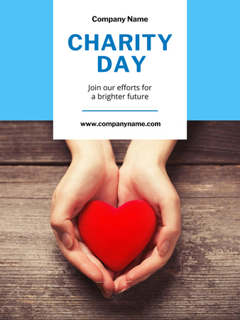 Charity Event Announcement with Heart in Hands Poster US Design Template