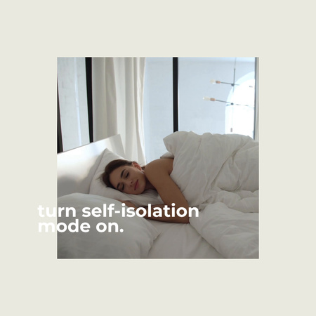 Designvorlage Woman on Self-Isolation wallowing in bed für Animated Post