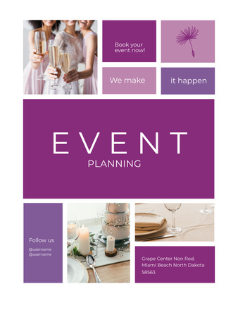 Event Planning Service Announcement Poster US Design Template