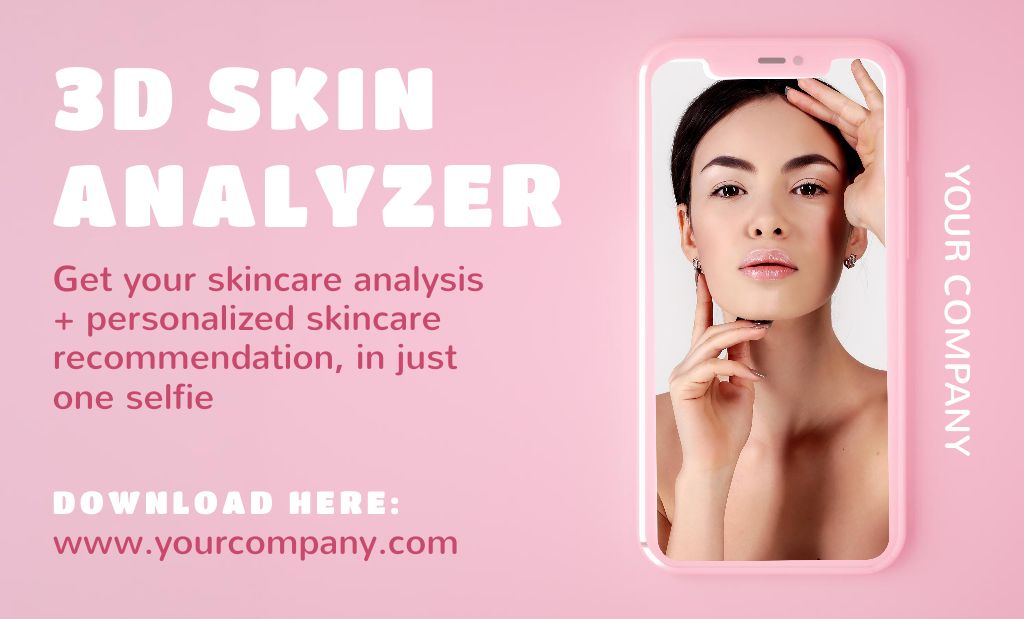 Facial 3D Skin Analysis Offer Business Card 91x55mm Tasarım Şablonu