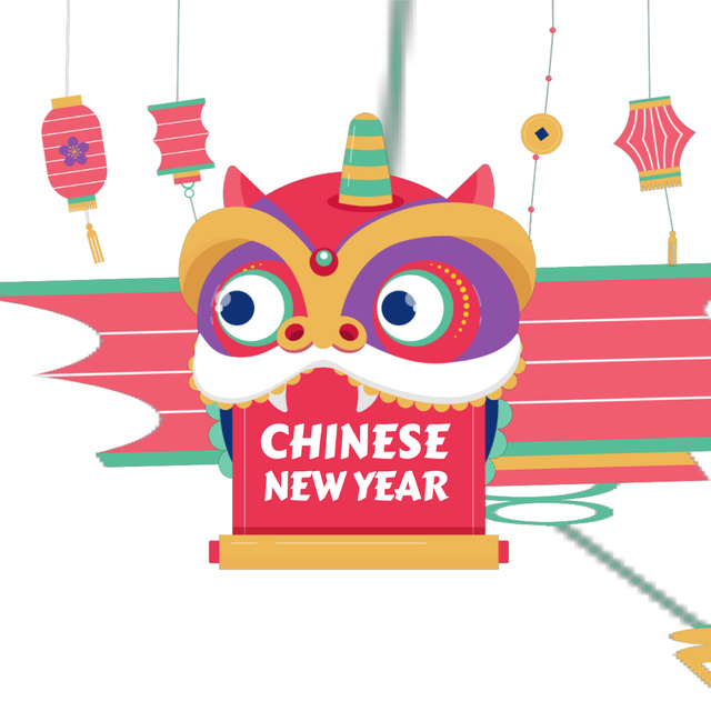 Chinese New Year dragon Animated Post Šablona návrhu