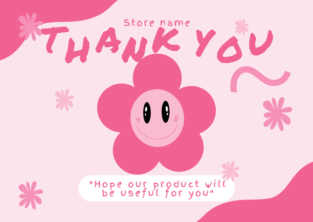 Plantilla de diseño de Thank You Message with Smiling Flower Card 