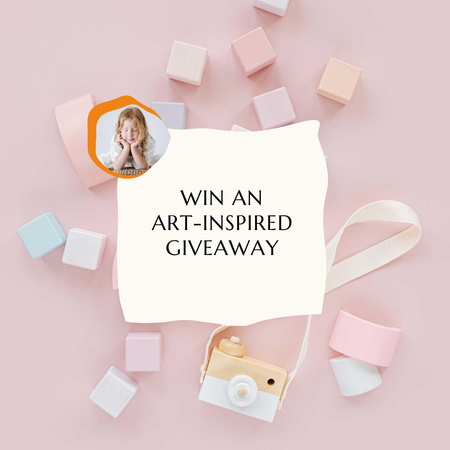 Art-inspired Giveaway Ad with Toy Camera Instagram Design Template
