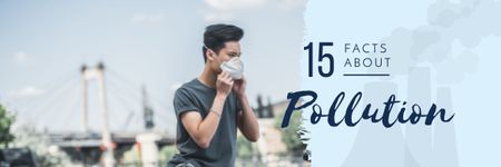 Pollution Facts with Man in Protective Mask Email header Design Template