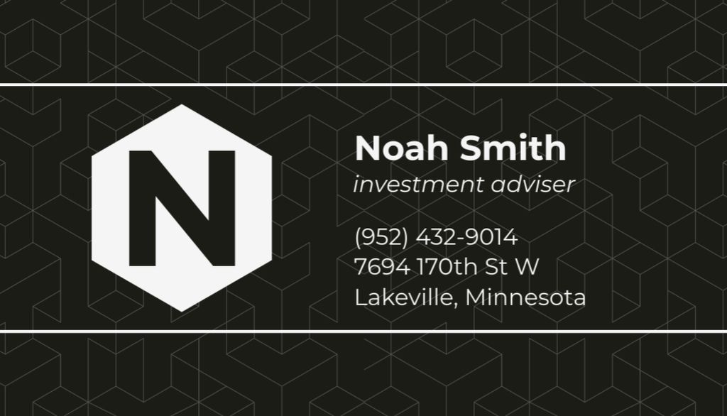Investment Advisor Contacts Information Business Card US Πρότυπο σχεδίασης