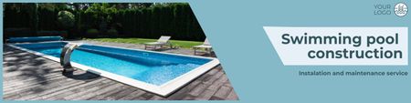 Outdoor Swimming Pool Construction Services Offer LinkedIn Cover Design Template