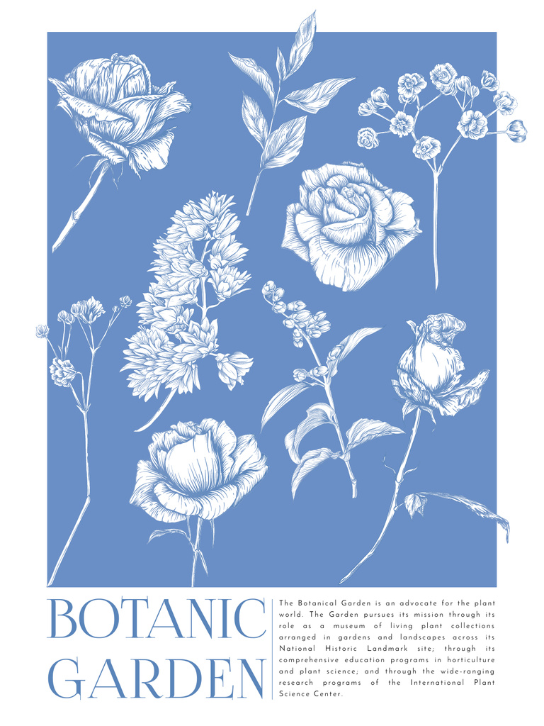 Botanic Garden with Floral Illustration Poster US Design Template