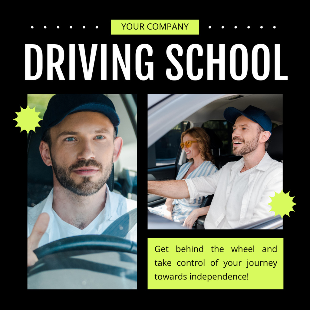 Template di design Expert-led Car Driving Classes Offer With Inspirational Slogan Instagram