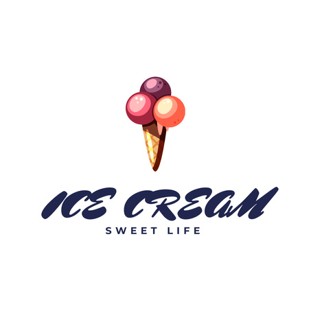 Sweet Ice Cream In Cone Offer Logo 1080x1080pxデザインテンプレート