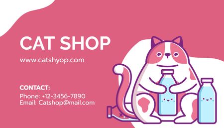 Pet Shop Ad with Cute Cat Business Card US Design Template